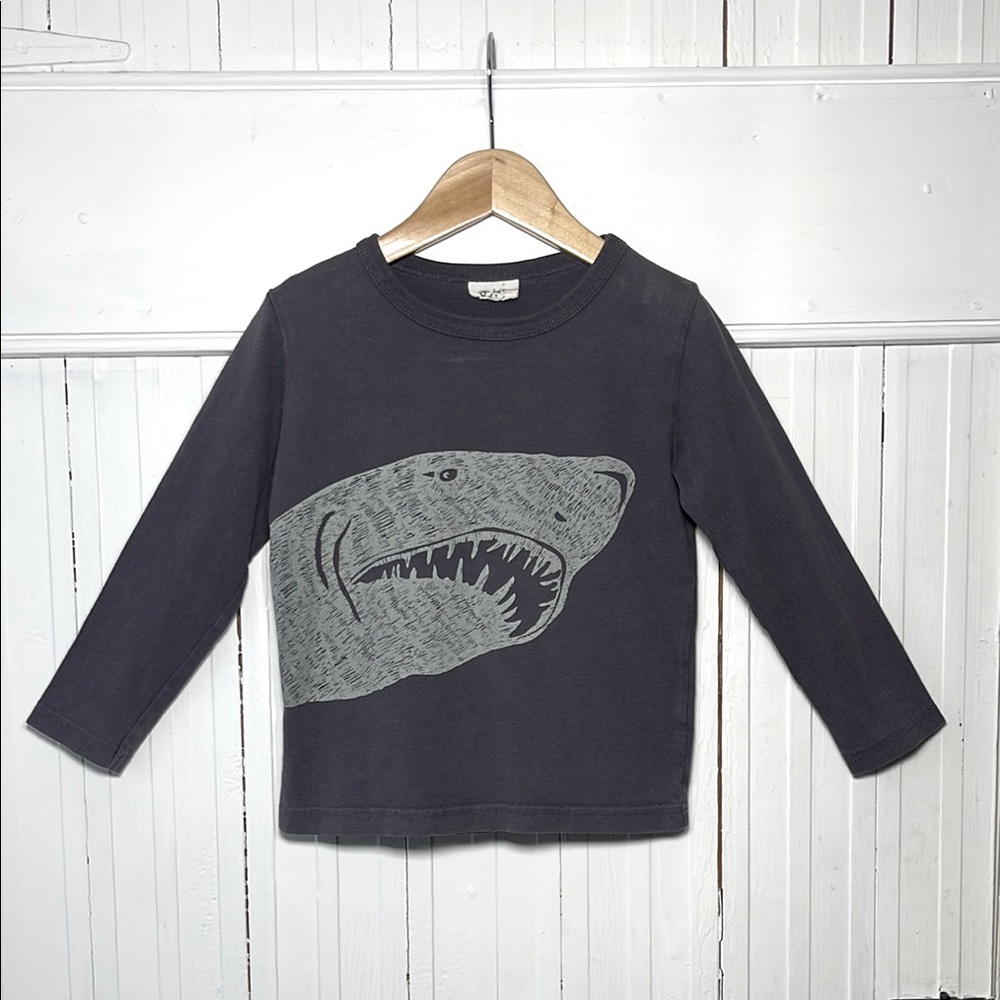 MINI BODEN Print Shark Long Sleeve Shirt